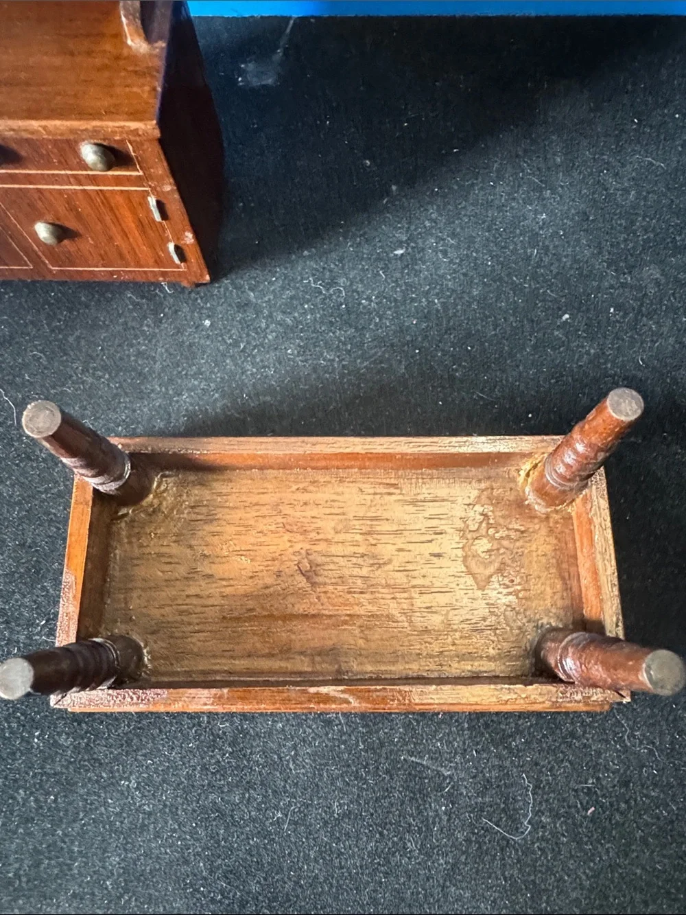Vintage Miniature Wooden doll house Furniture Set - Dark Brown